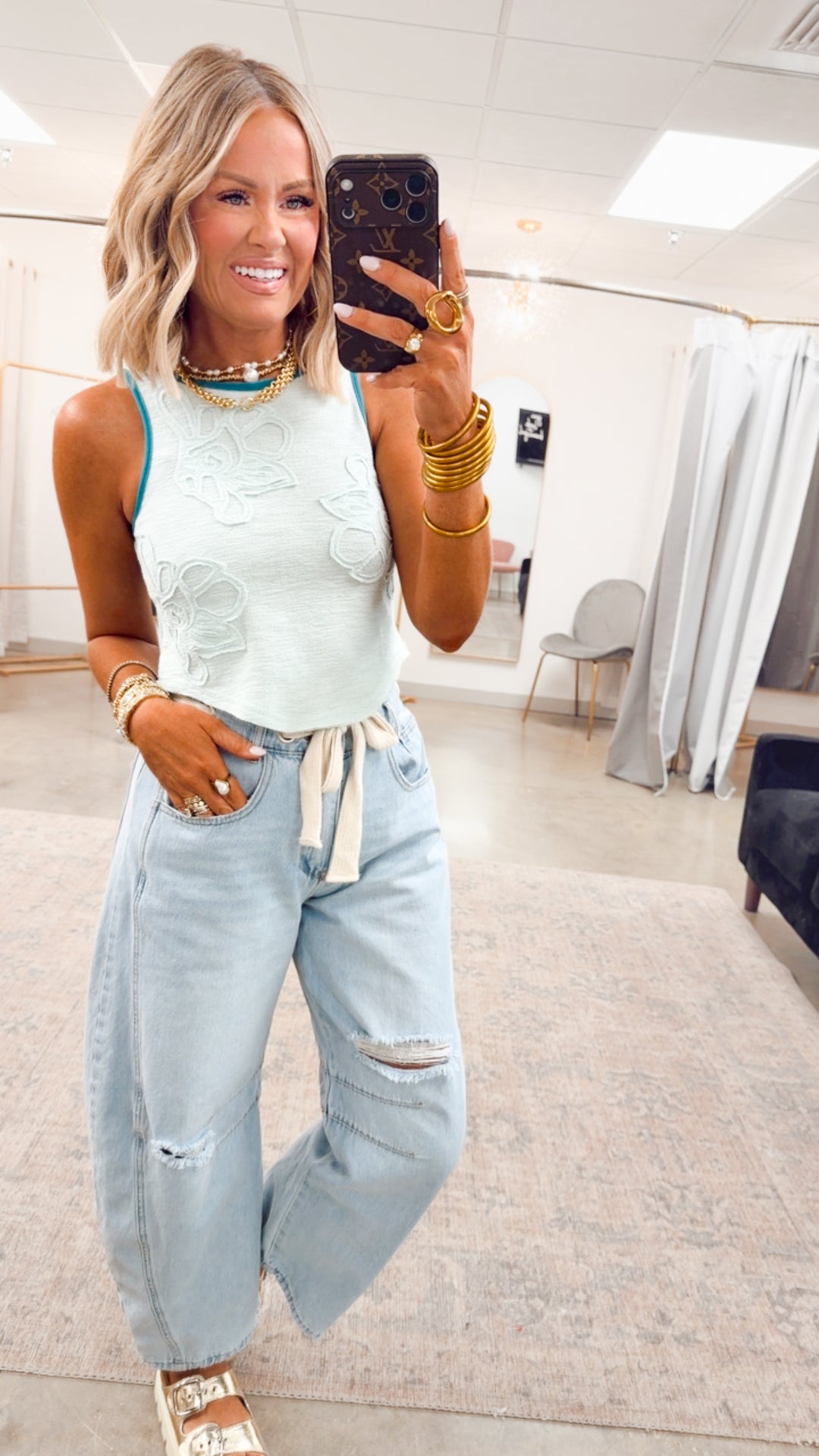 Sweet Stitch Tank-Pale Mint