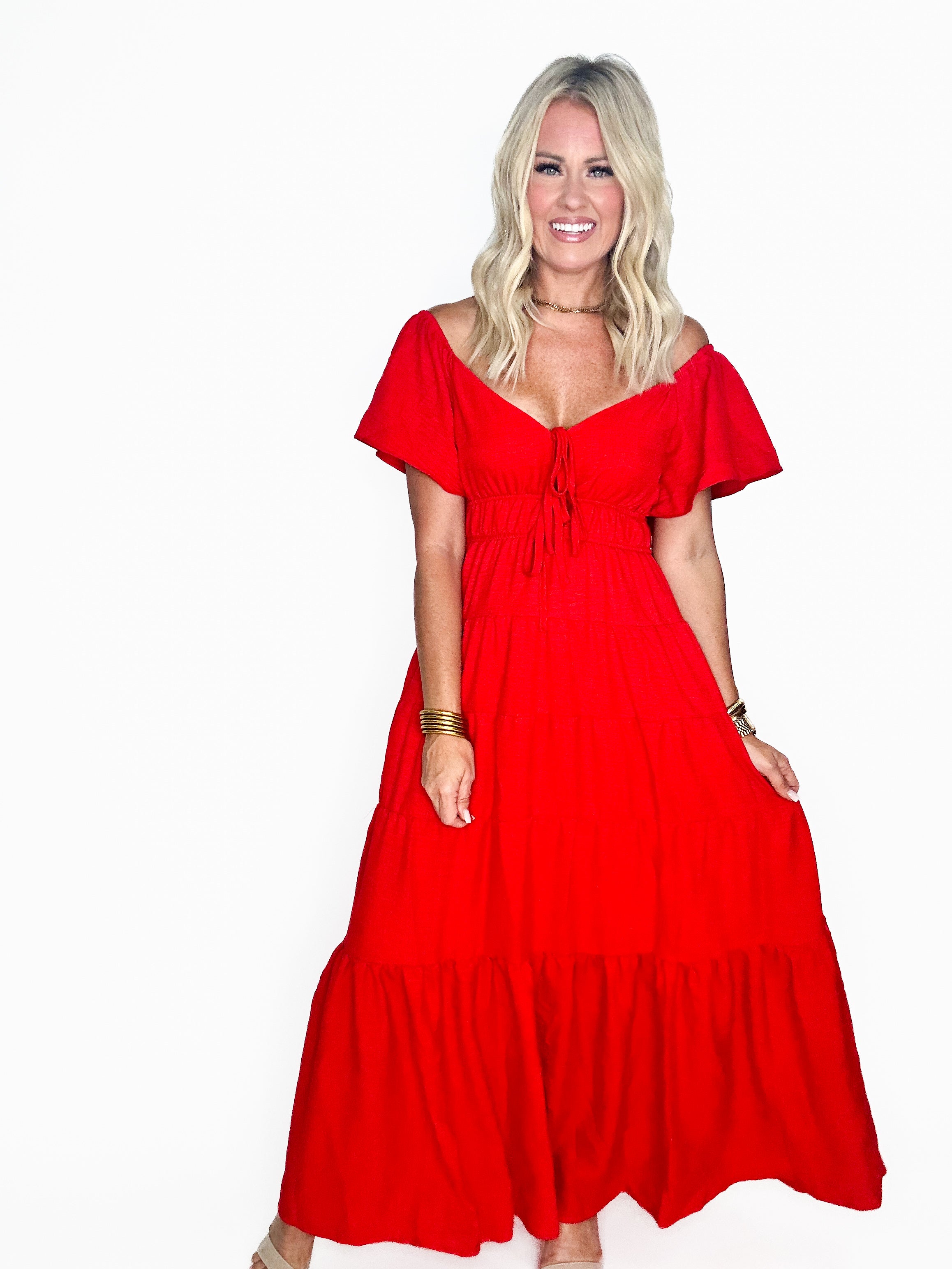 Tiered Bell Sleeve Skirt Dress