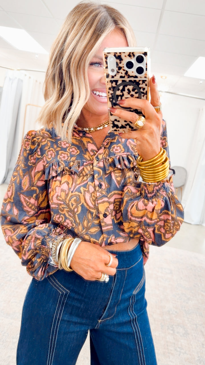 Jules Floral Ruffle Blouse
