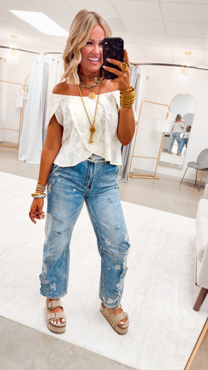 The Sable Embroidered Top-Natural