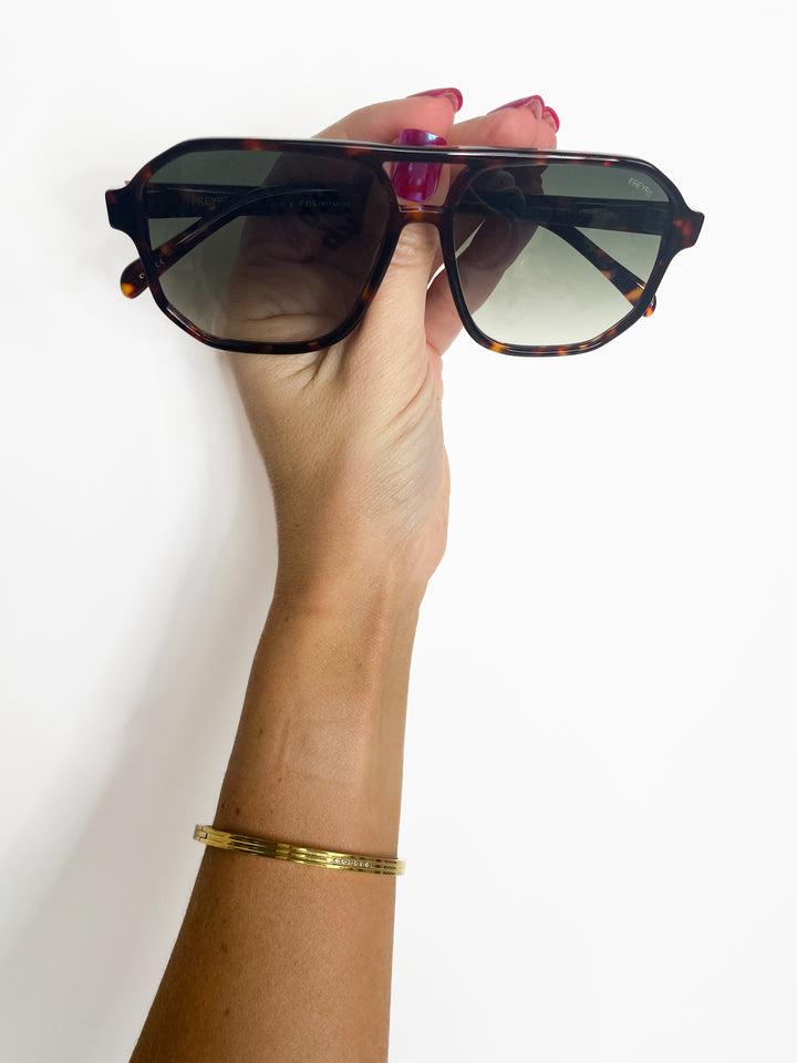 Billie Aviator Sunglasses- Tortoise/Green
