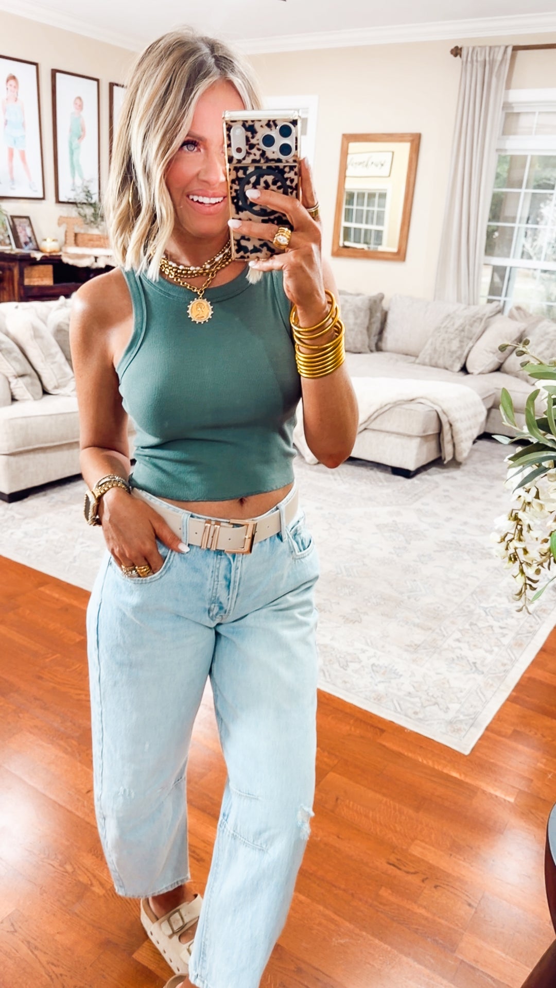 Green Classic Charm High Neck Tank