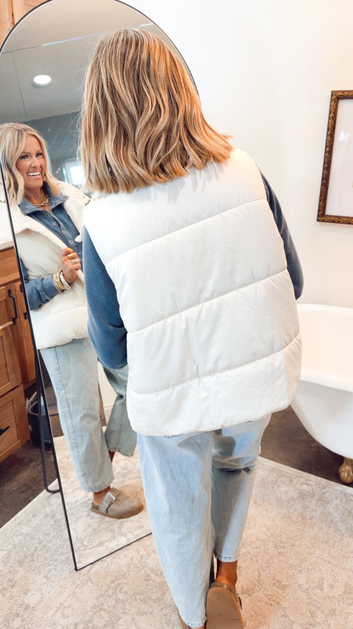 Summit Puffer Vest-Ivory