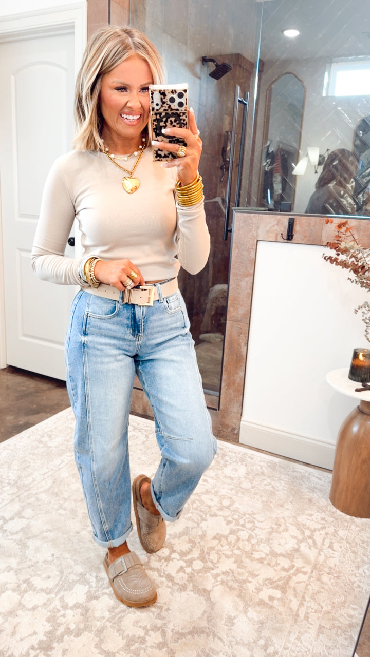 Round Neck Fitted Ribbed Top-Shell