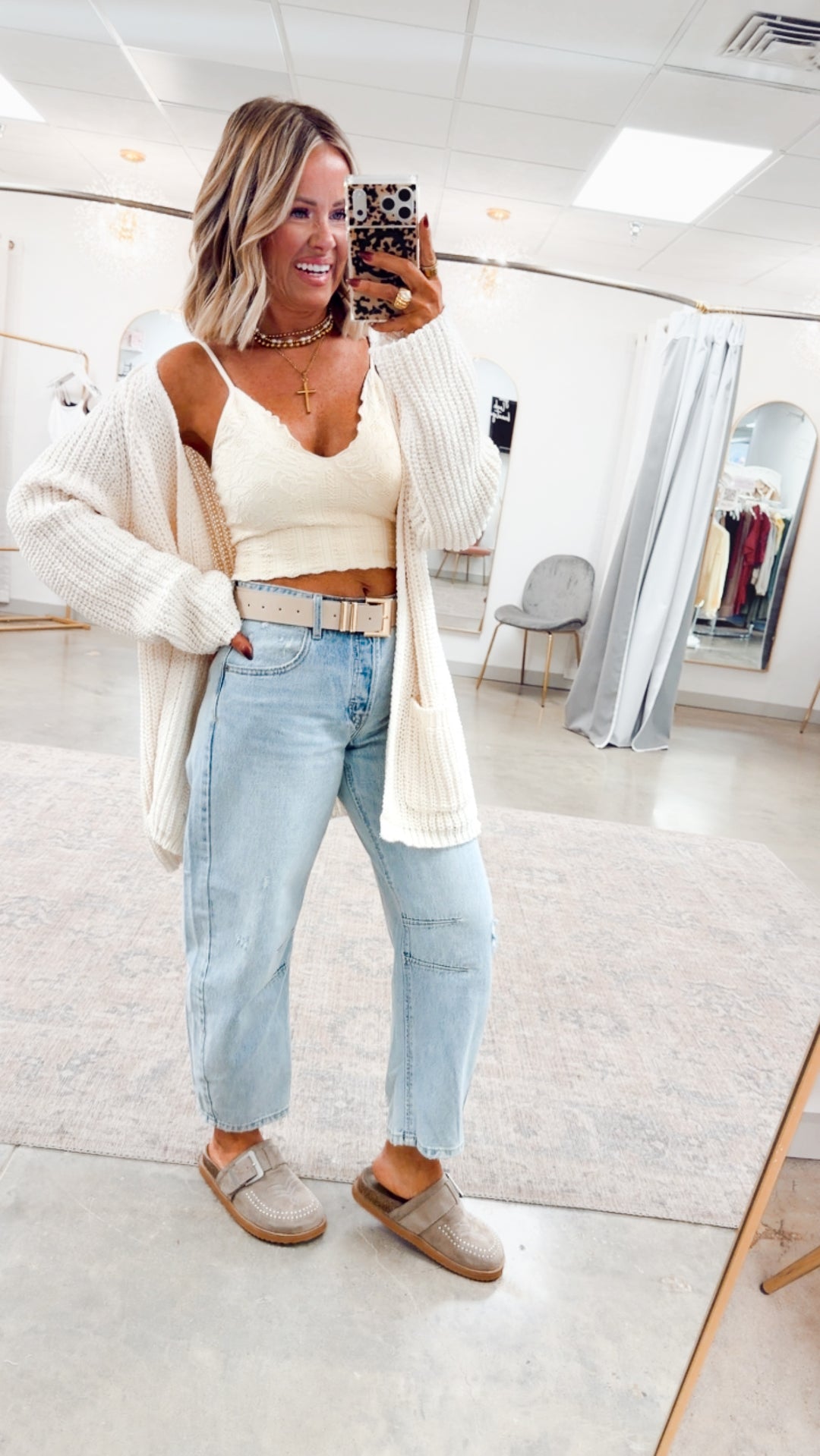 Hollow Pines Cardigan-Powder Cream