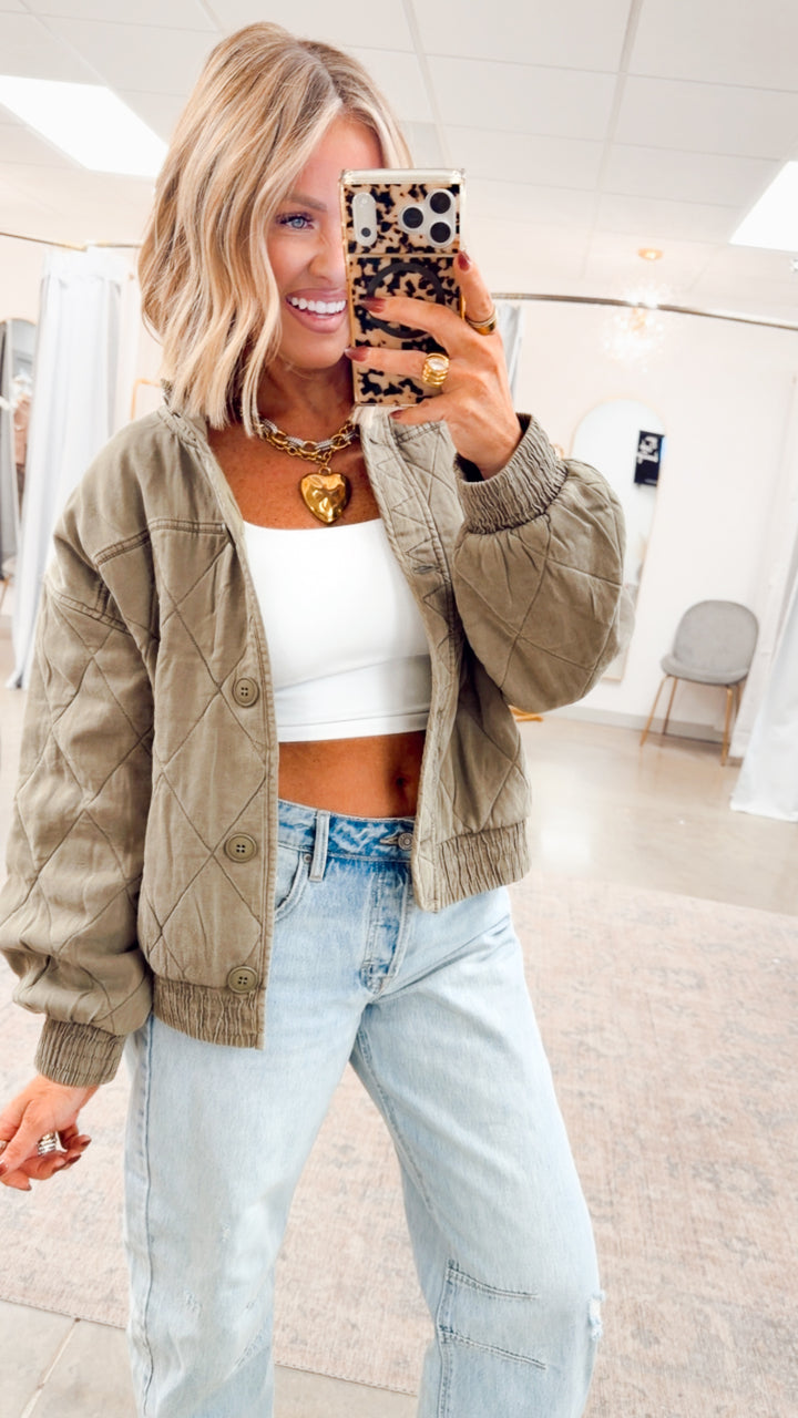 The Magnolia Quilted Jacket-Olive