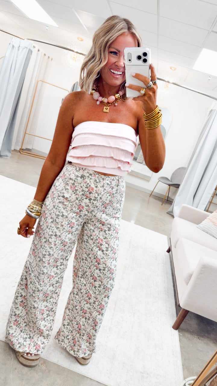 The Pretty in Ruffles Tube Top-Icy Pink