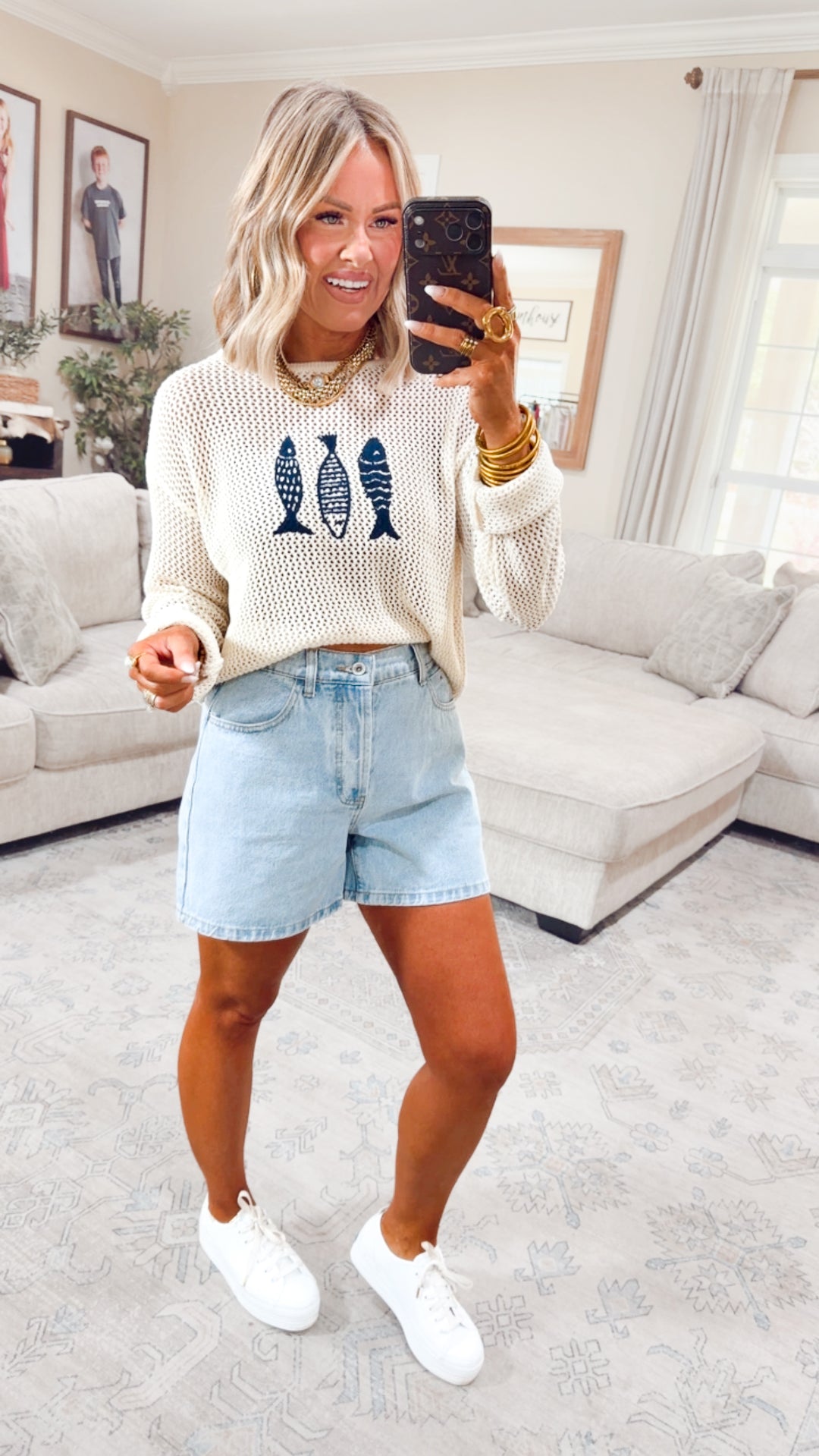 Fish Trio Mesh Sweater
