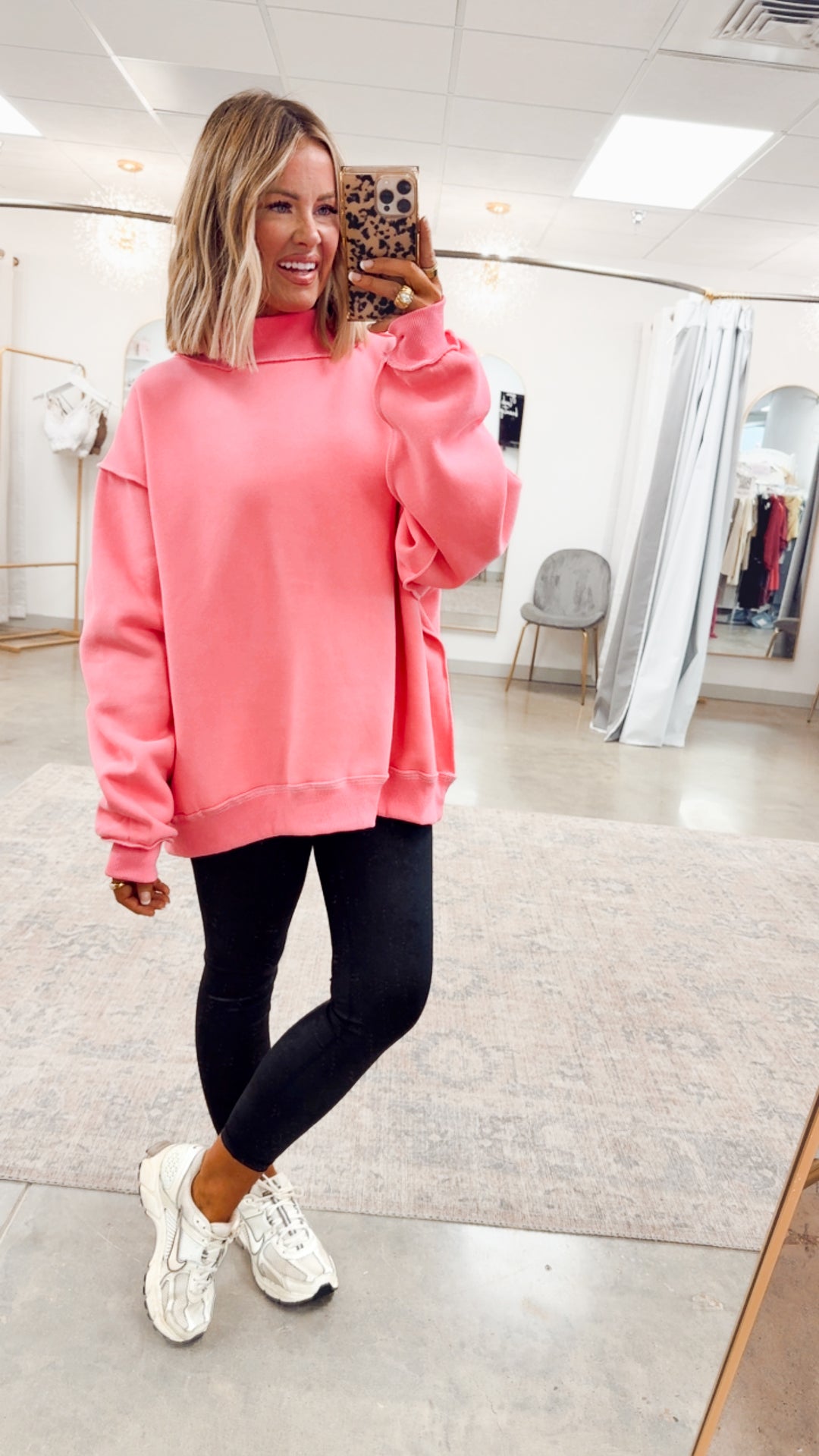 Pink Reversible Mock Neck Sweatshirt