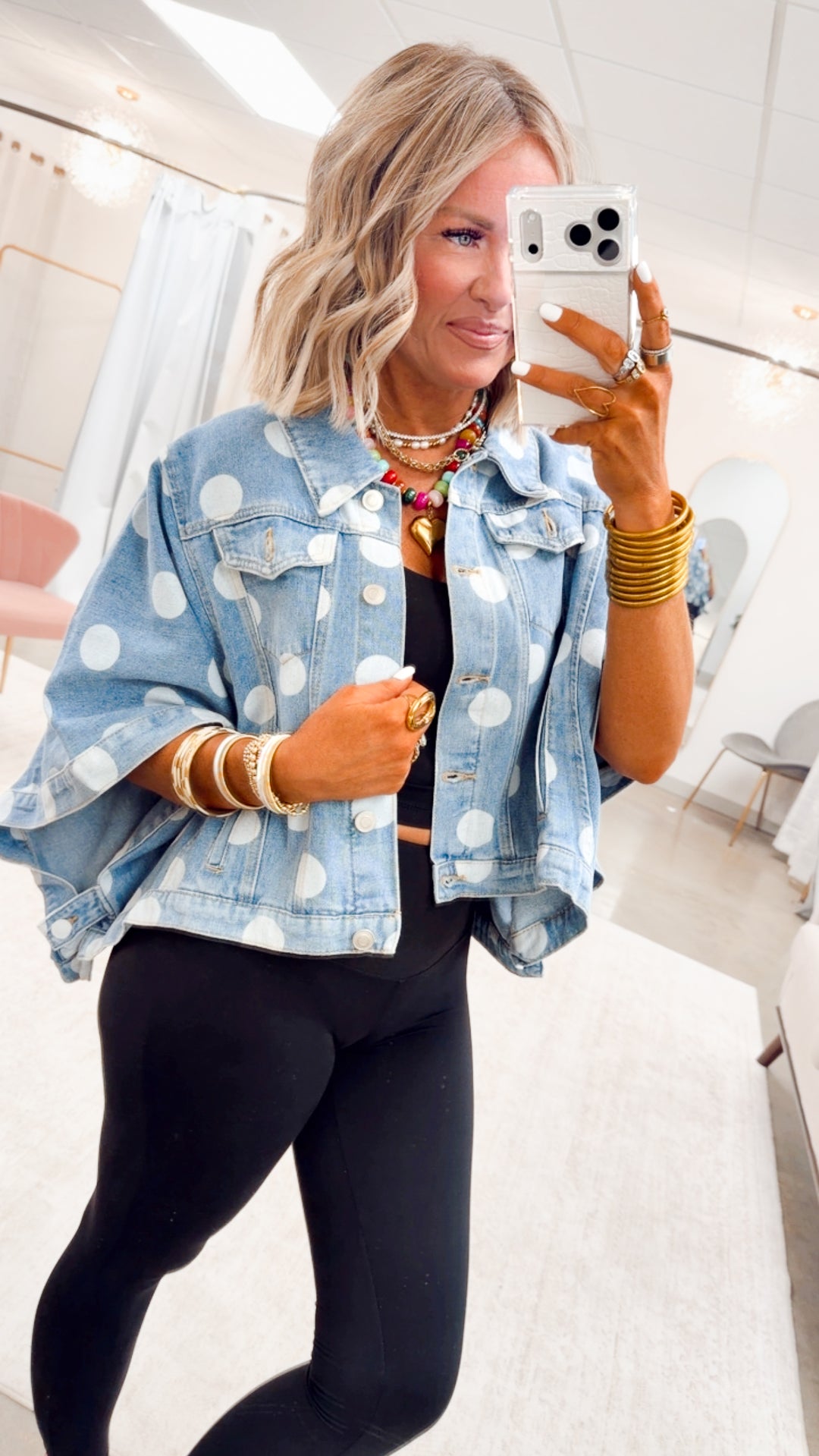 The Dottie Denim Cape Jacket
