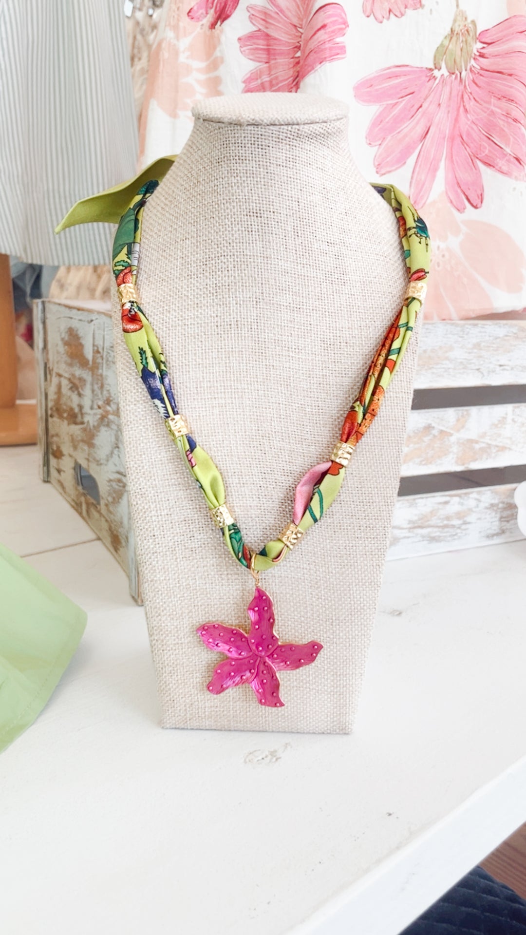 The Anglin Scarf Necklace with Starfish Pendant