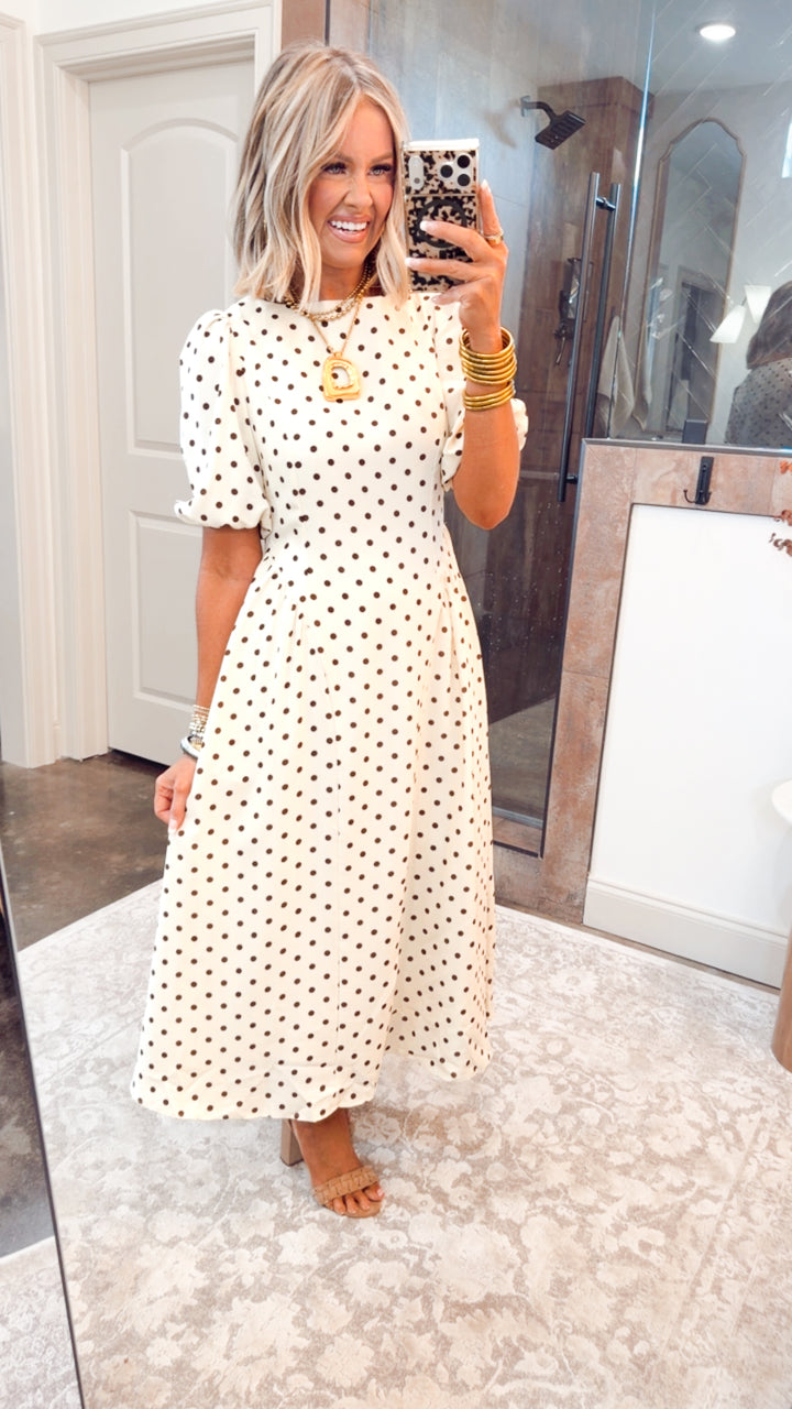 Classic Polka Dot Midi Dress