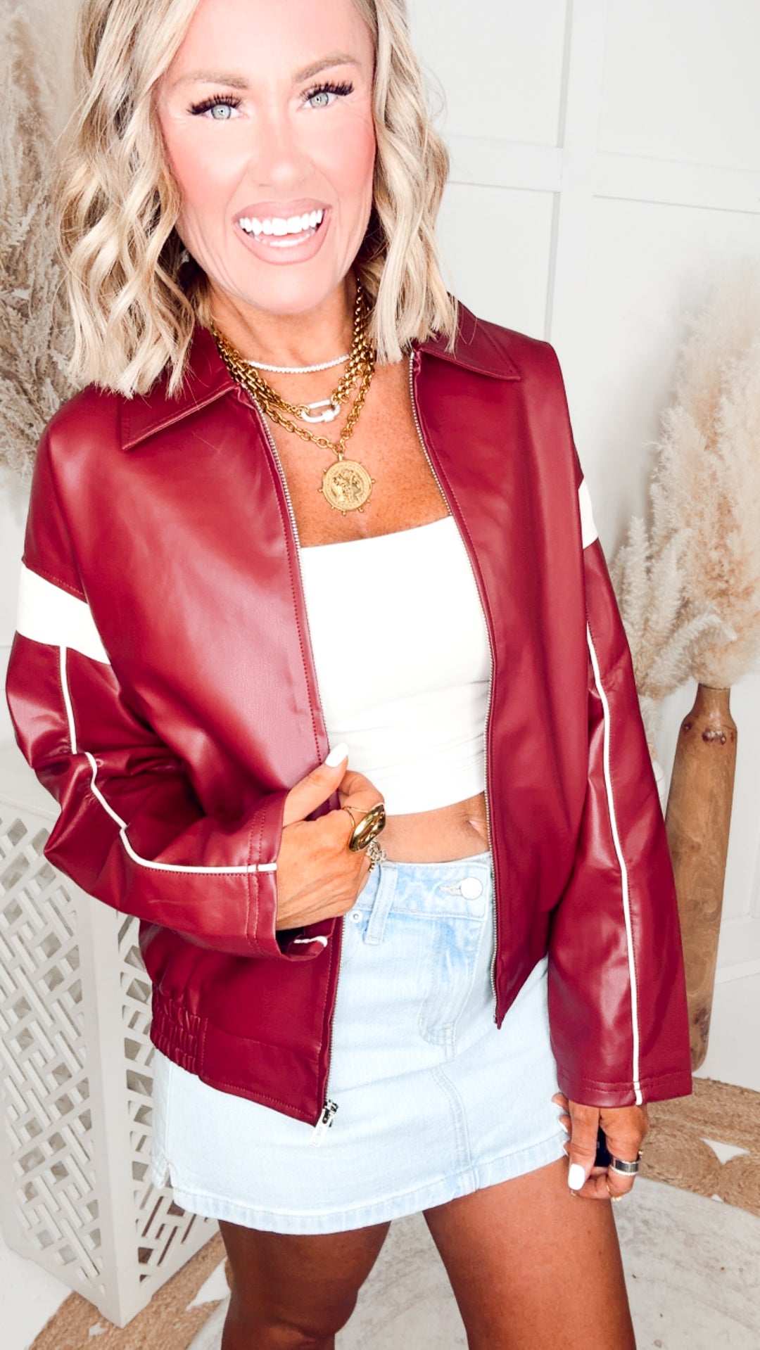 Camila Faux Leather Racer Jacket
