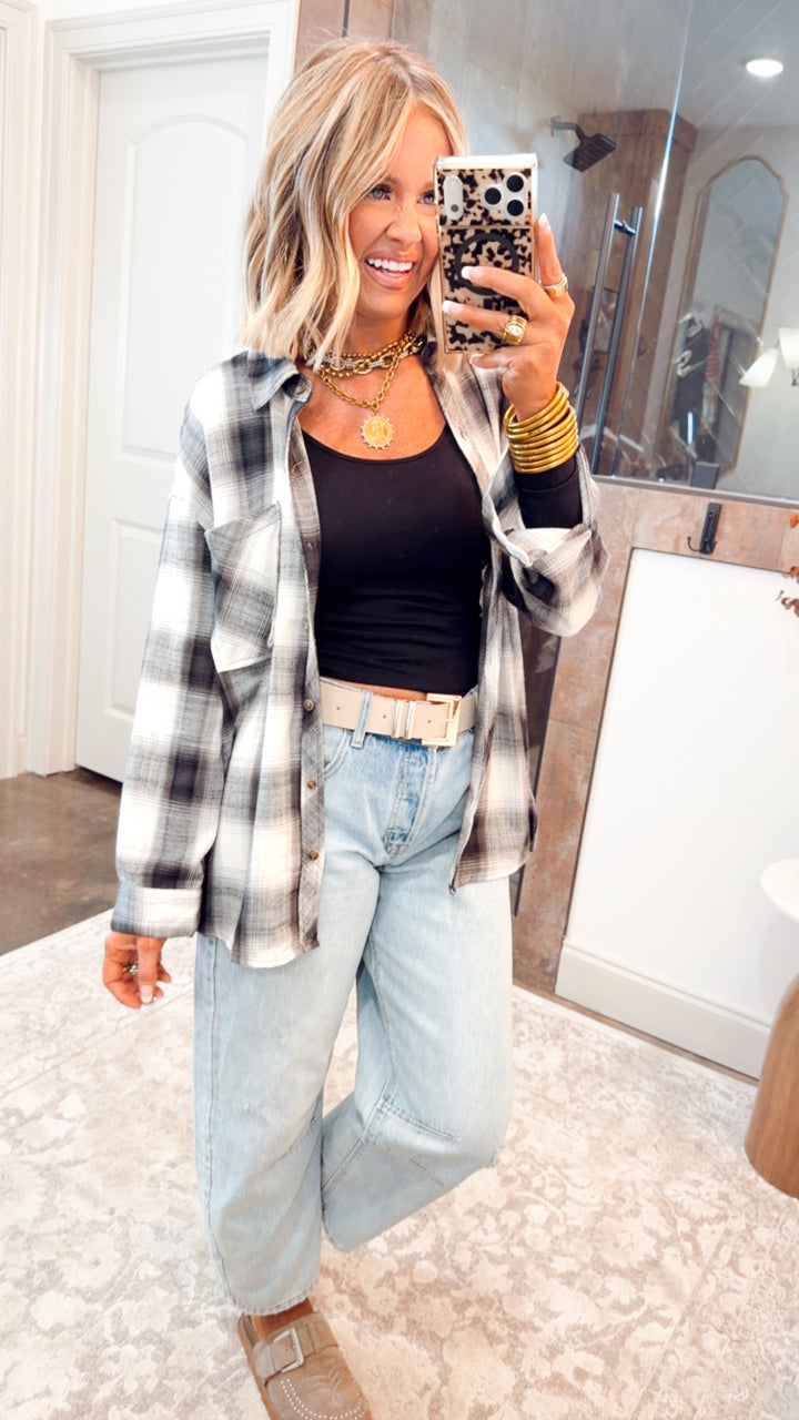 Charcoal Flannel Top