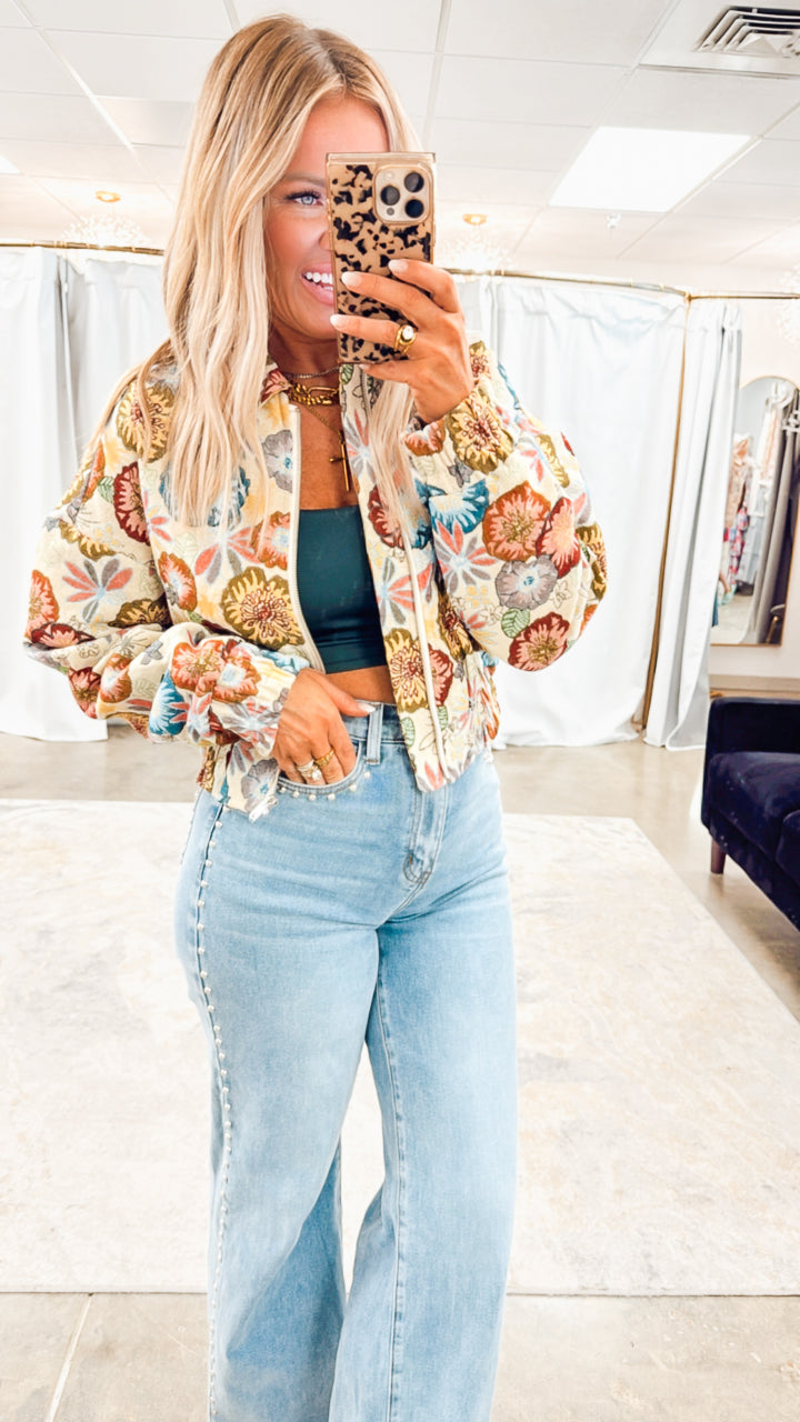 Vintage Vibes Cropped Floral Jacket