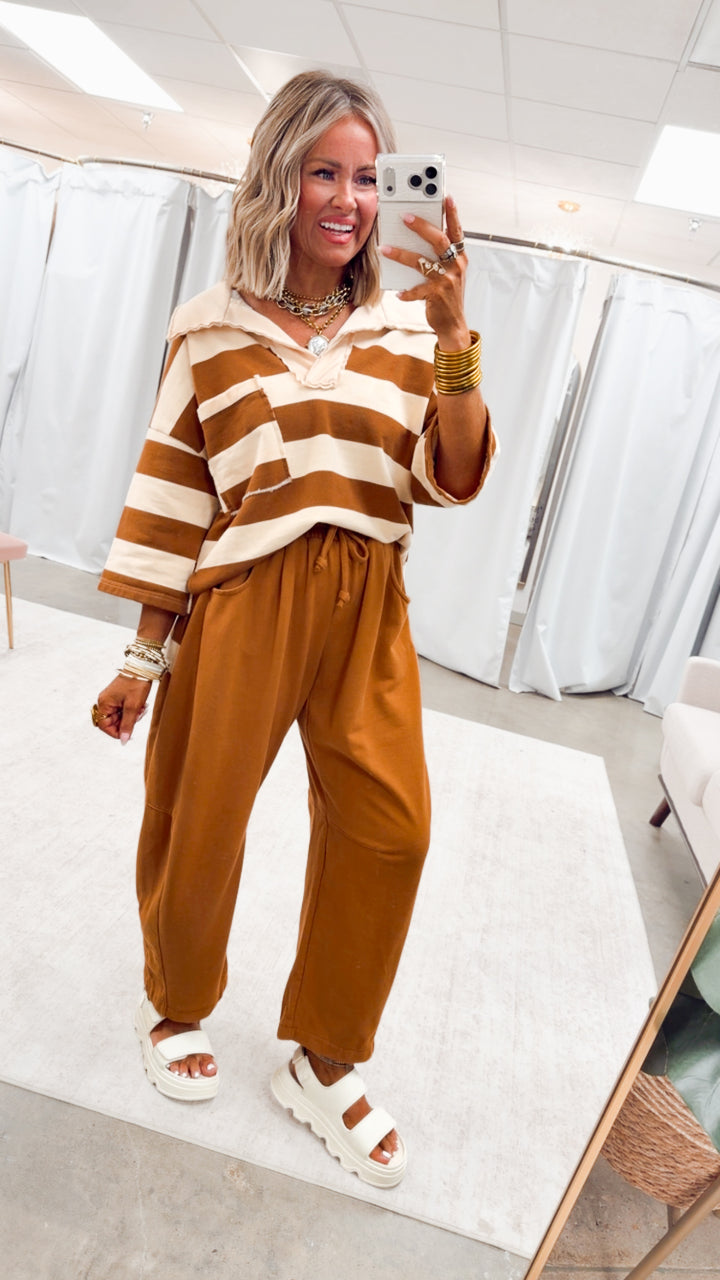 The Varsity Stripe Top-Terra/Beige