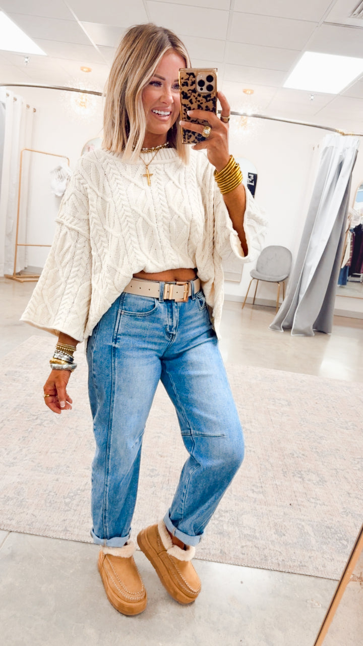 Winter Washed Sweater-Powder Cream