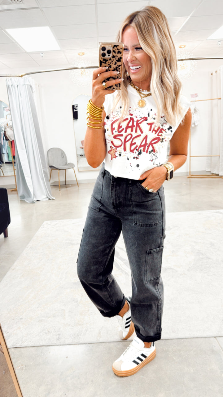 Fear The Spear Cap Sleeve Crop Top