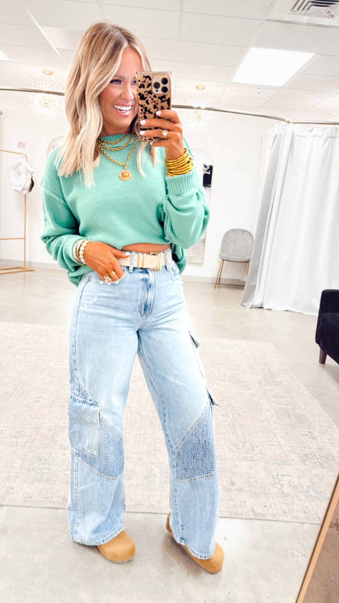 Emma Cropped Sweater-Emerald