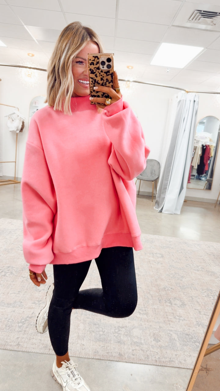 Pink Reversible Mock Neck Sweatshirt