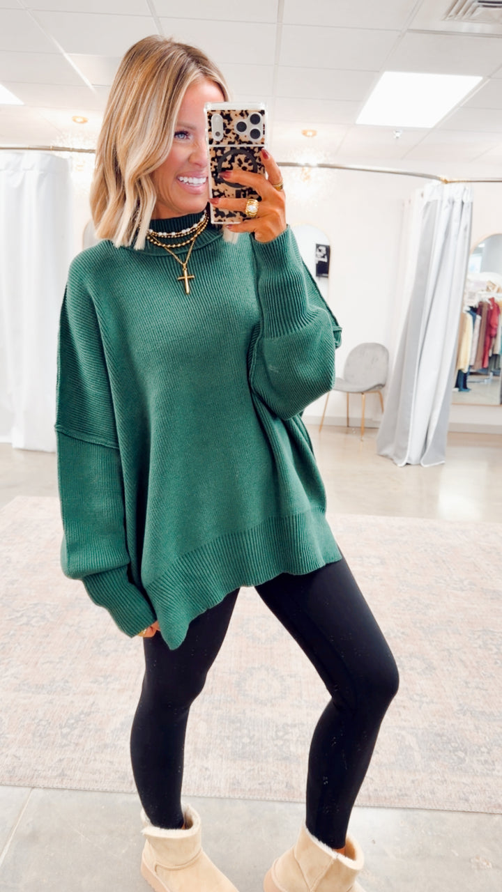Green Chill Mock Neck Sweater