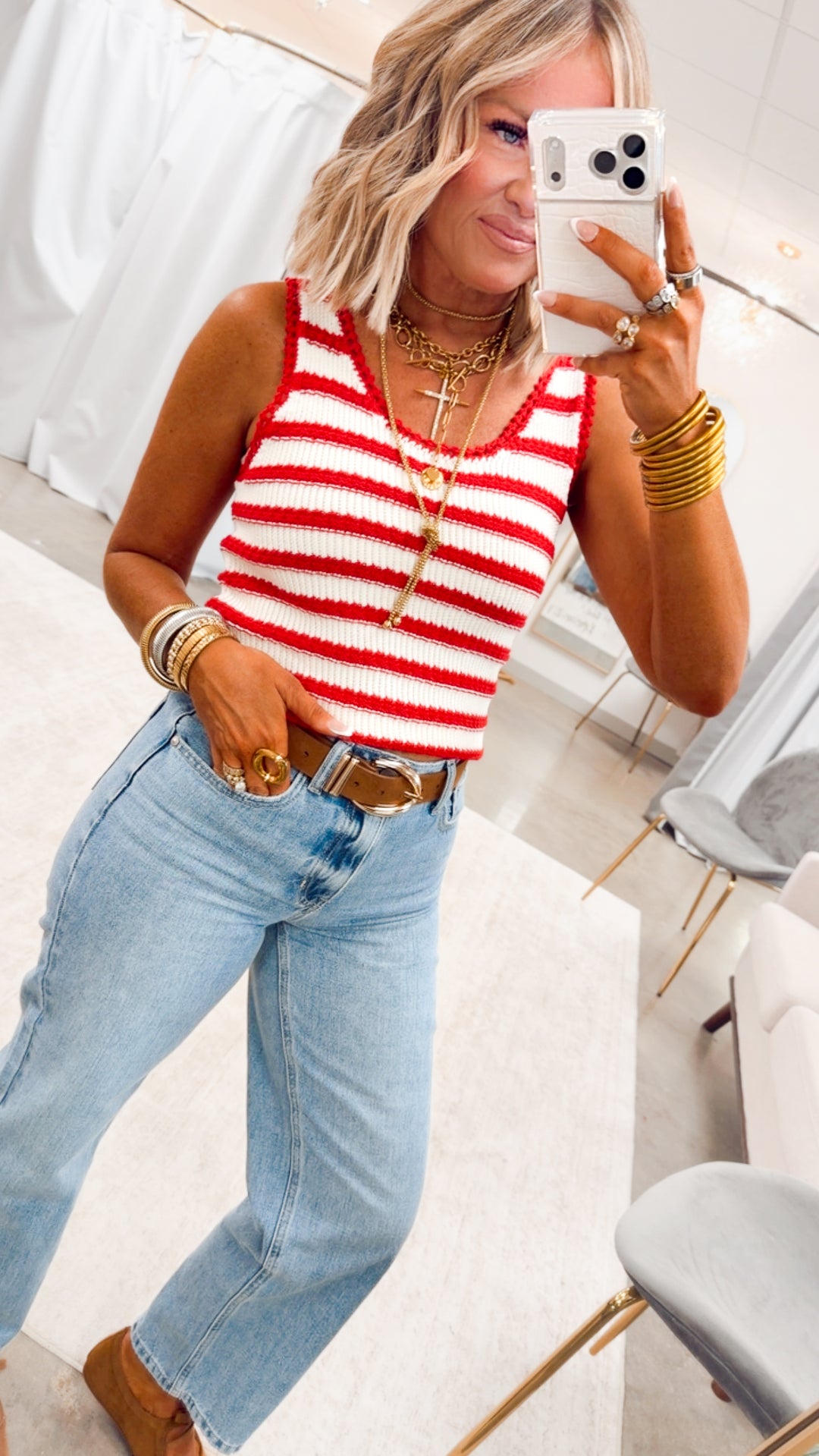 Sweet Stripe Crochet Tank
