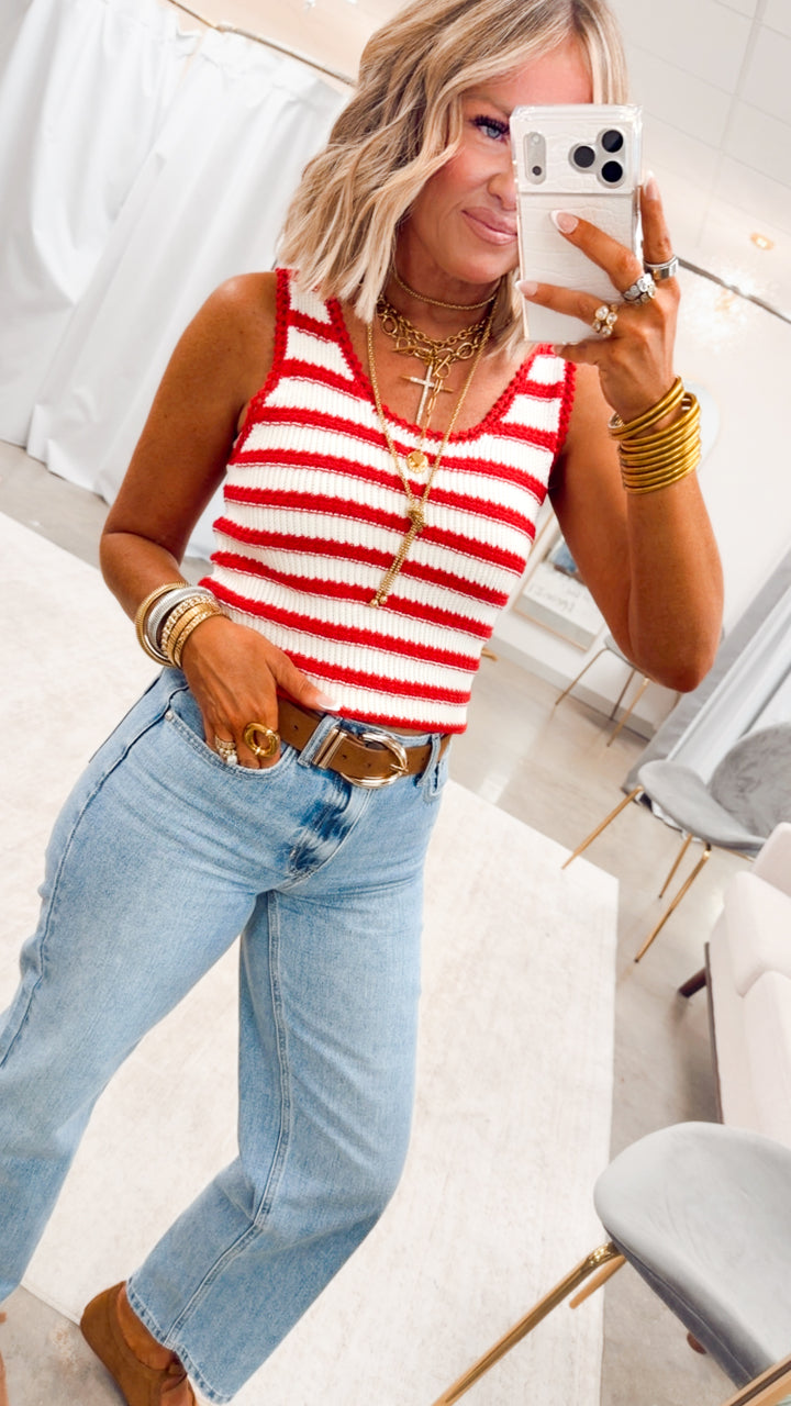 Sweet Stripe Crochet Tank