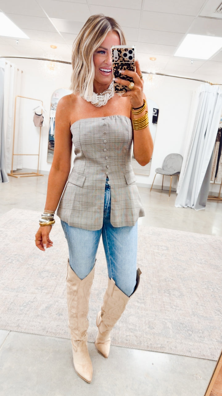 Ramona Plaid Split Hem Top