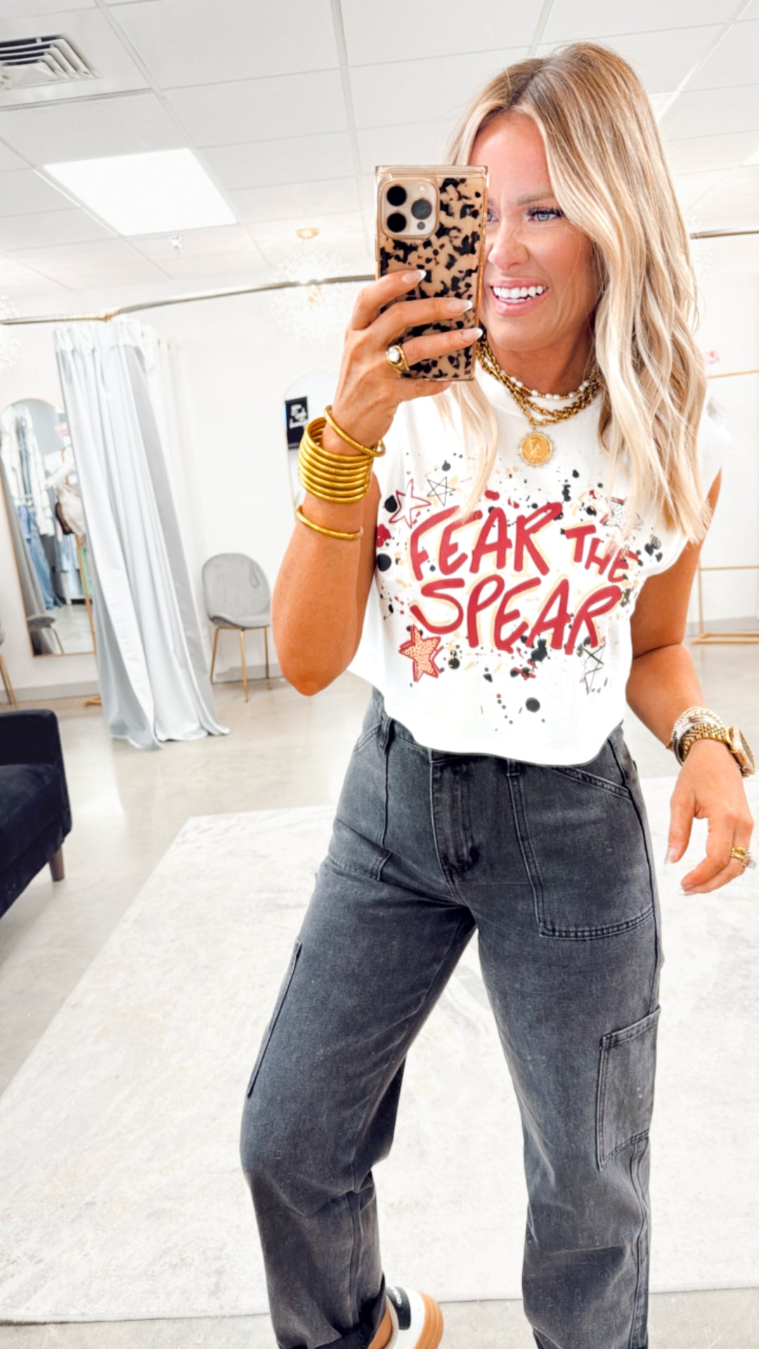 Fear The Spear Cap Sleeve Crop Top