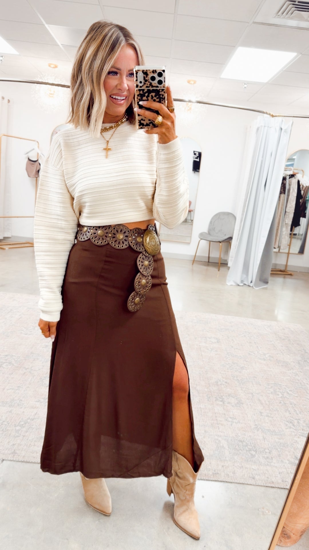 The Marlow Midi Skirt-Brown