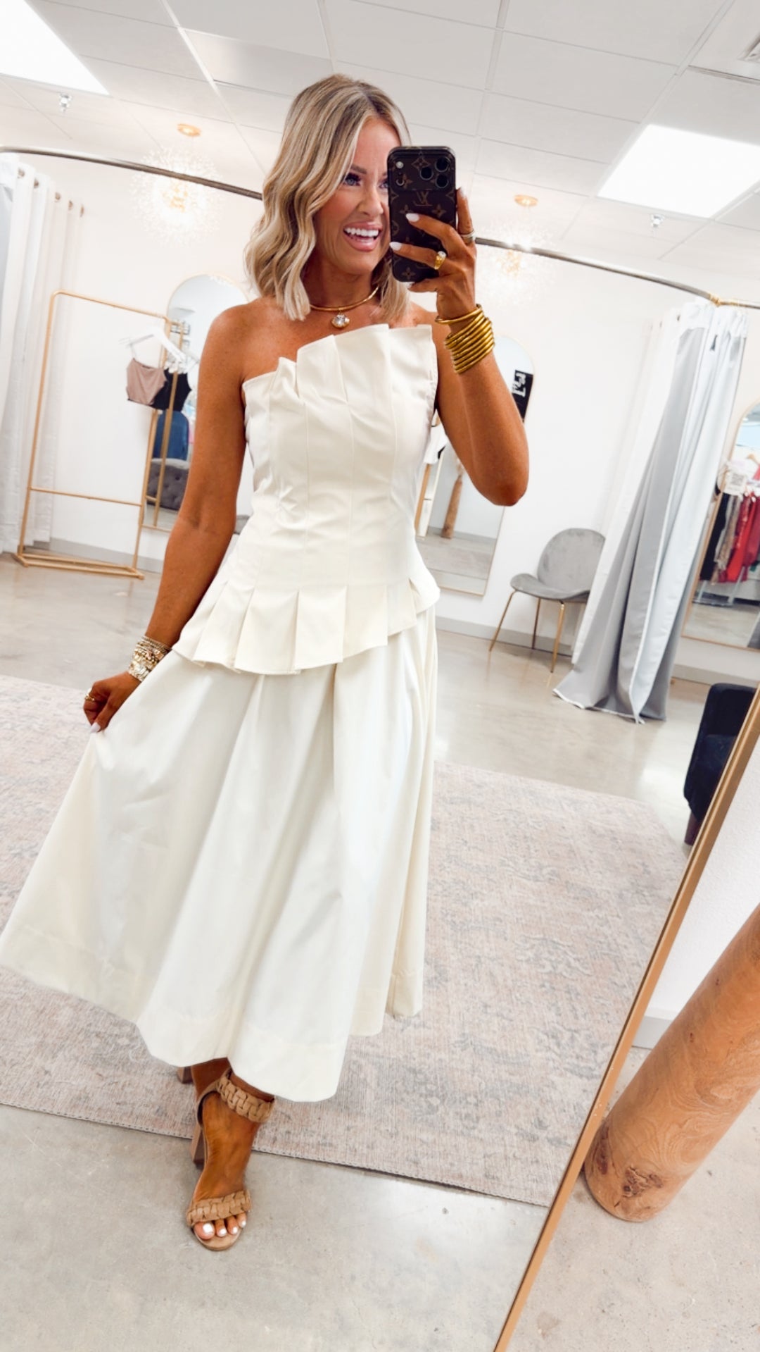 The Verona Sculpted Midi Dress-Ecru