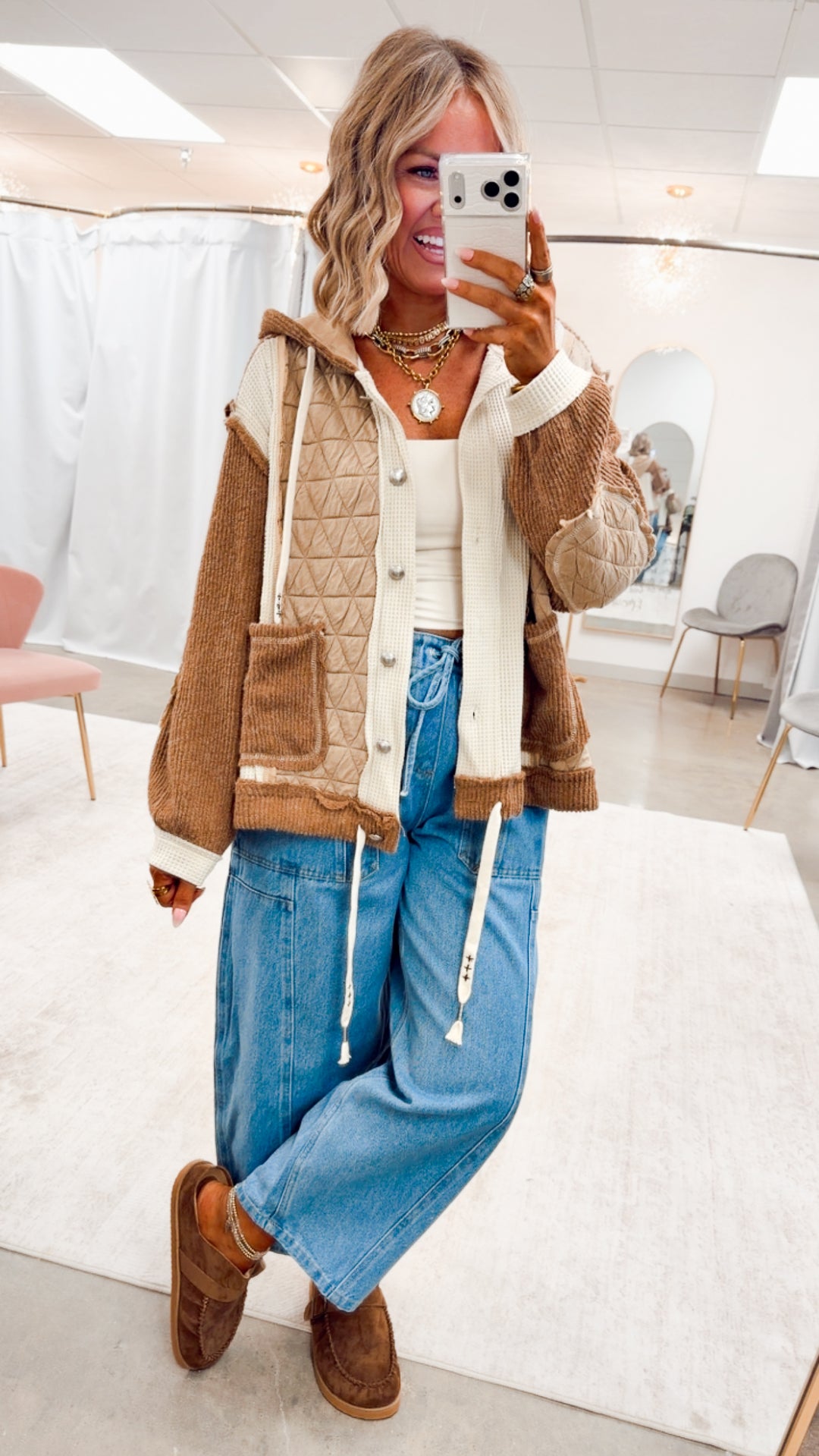 The Ashbury Layered Hoodie Jacket-Oat/Chocolate