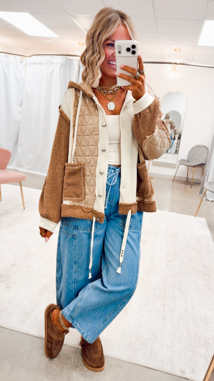 The Ashbury Layered Hoodie Jacket-Oat/Chocolate