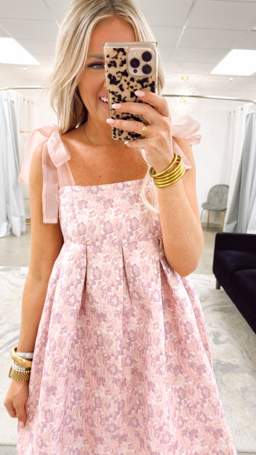 Emilia Floral Jacquard Babydoll Sundress