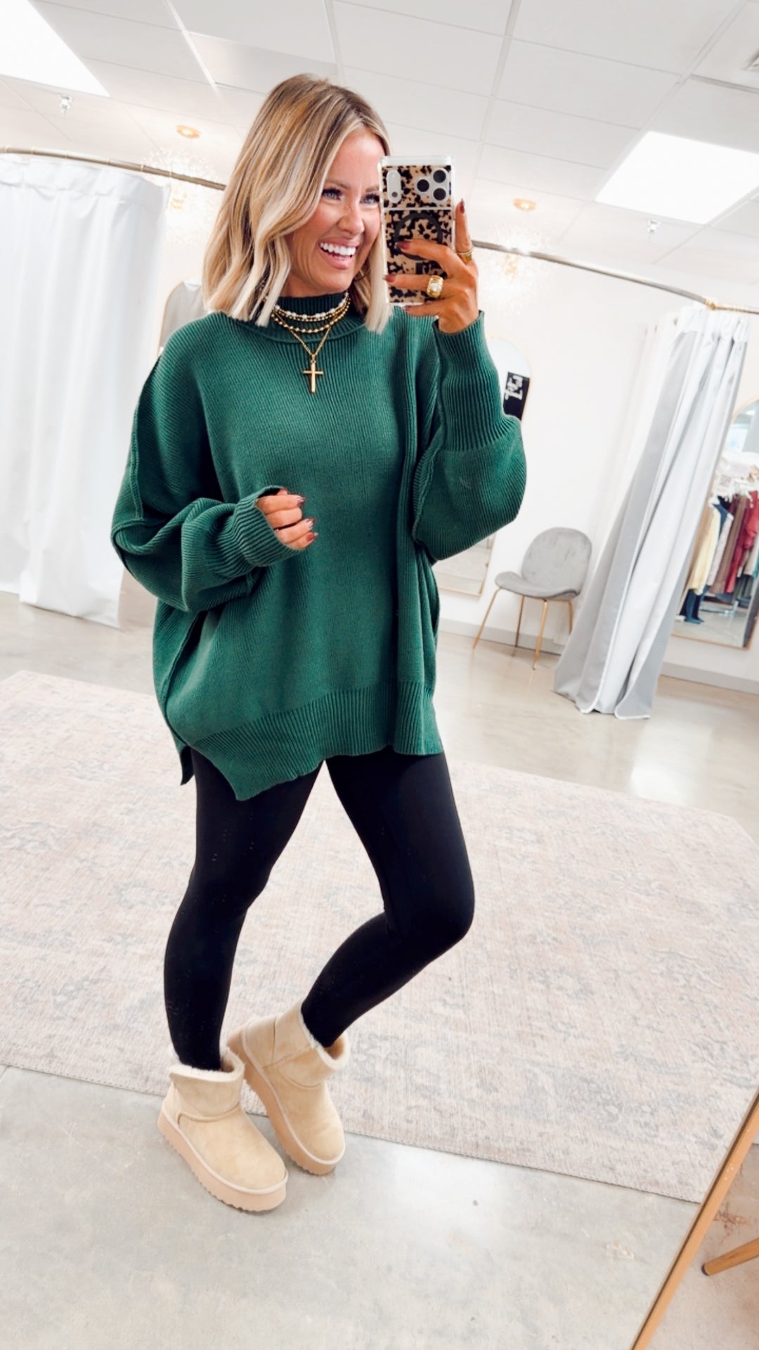 Green Chill Mock Neck Sweater