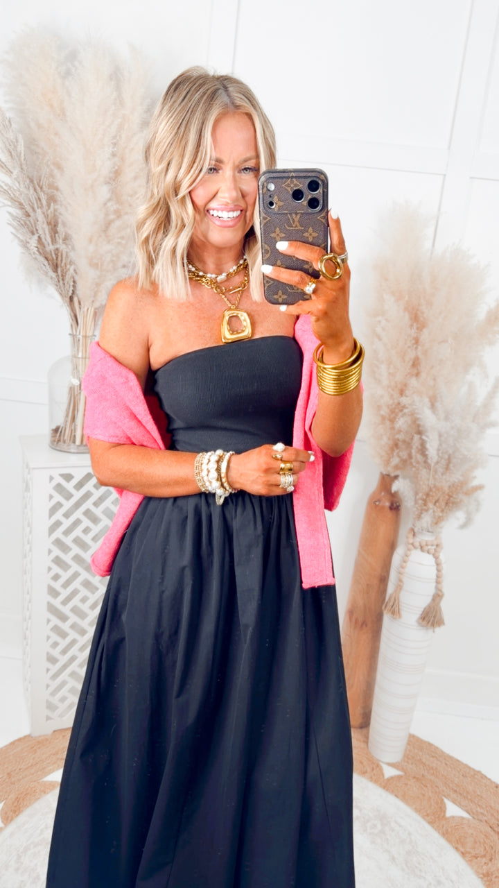 The Tidal Breeze Midi Dress-Black