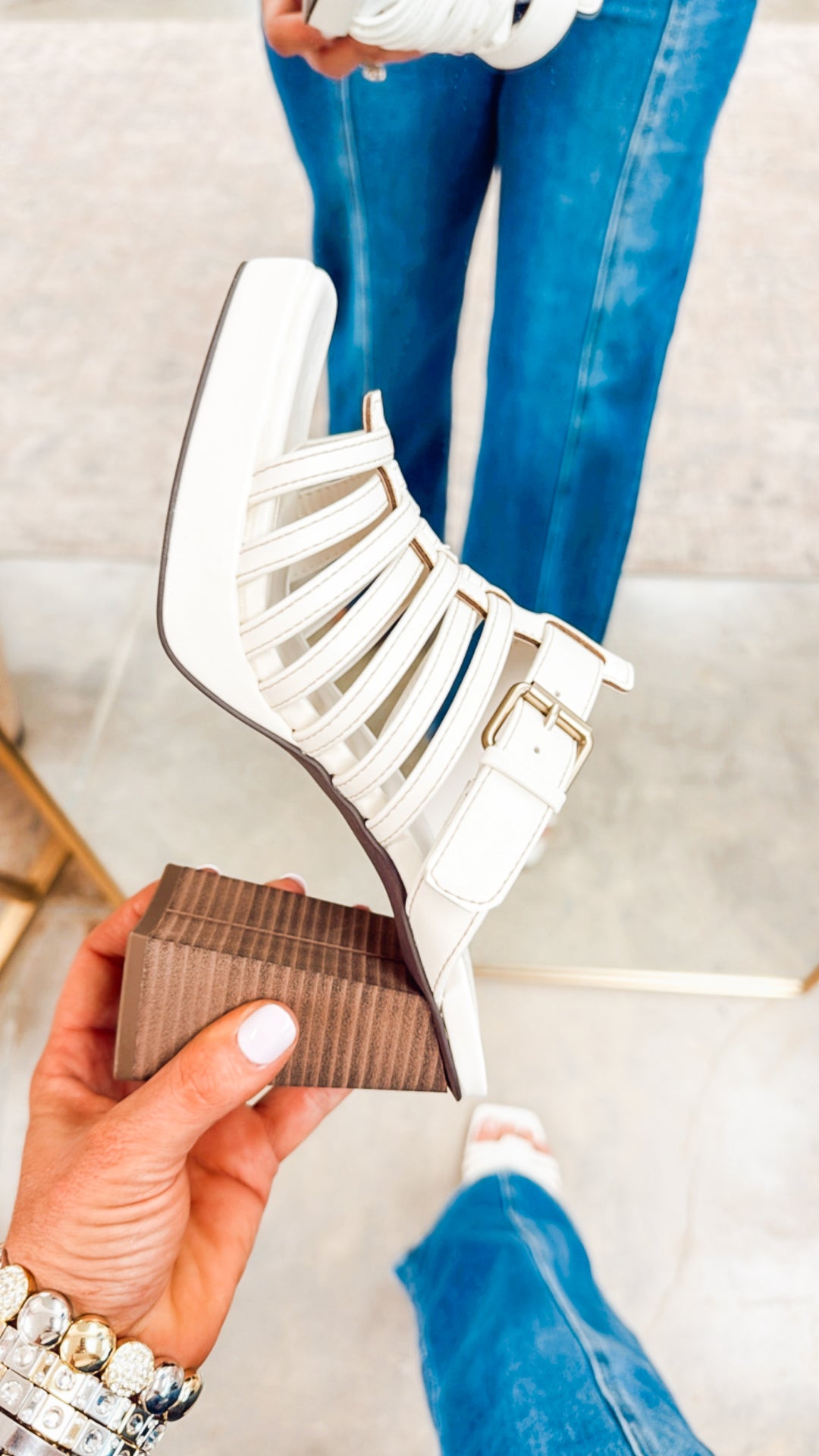 Rome Basket Weave Platform Sandal-White
