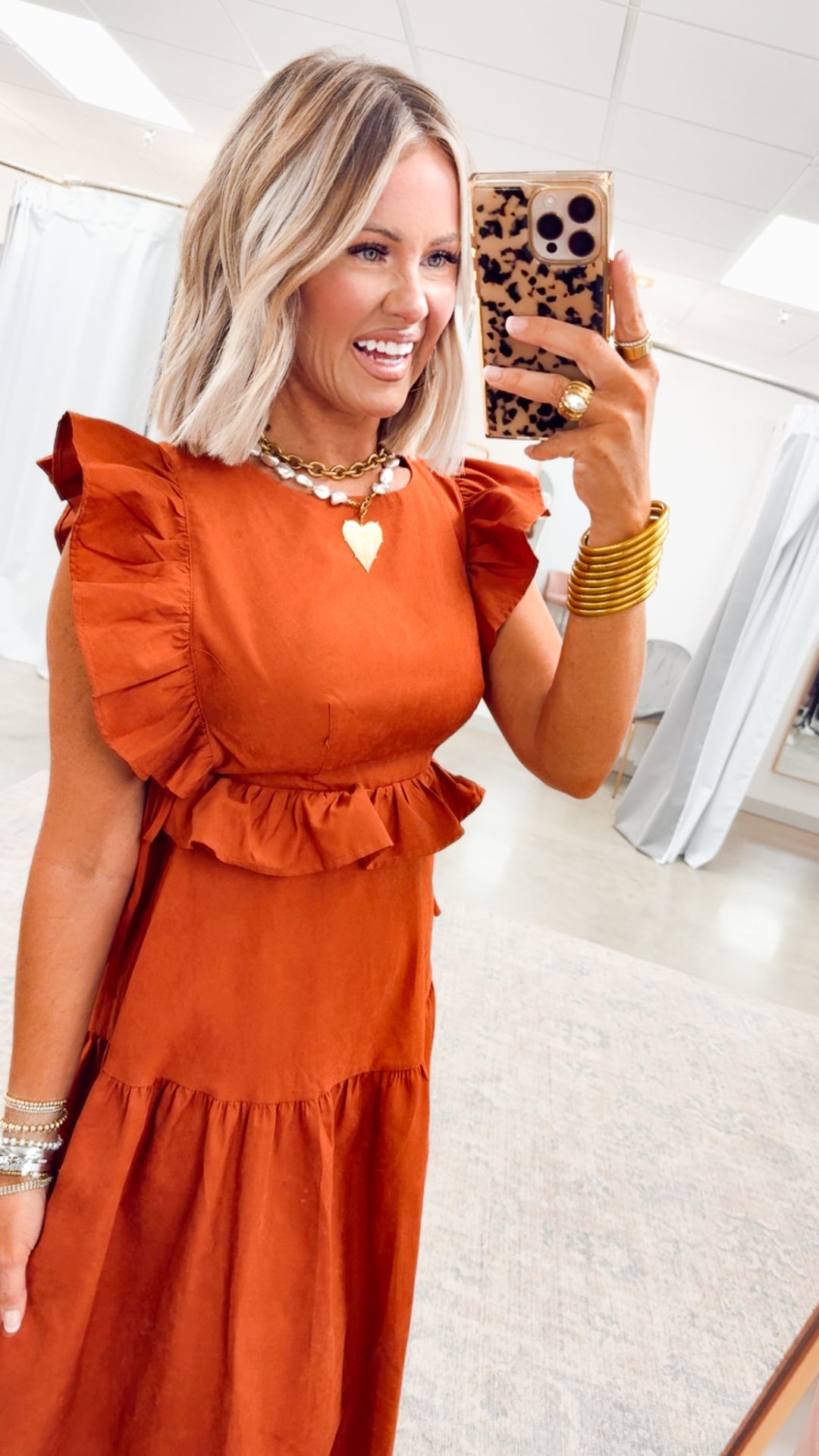 Vivienne Backless Dress-Rust