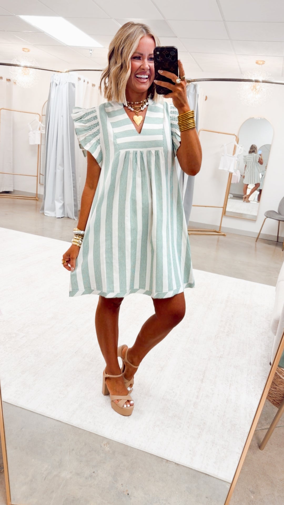 The Sweet Soleil Flutter Dress-Green