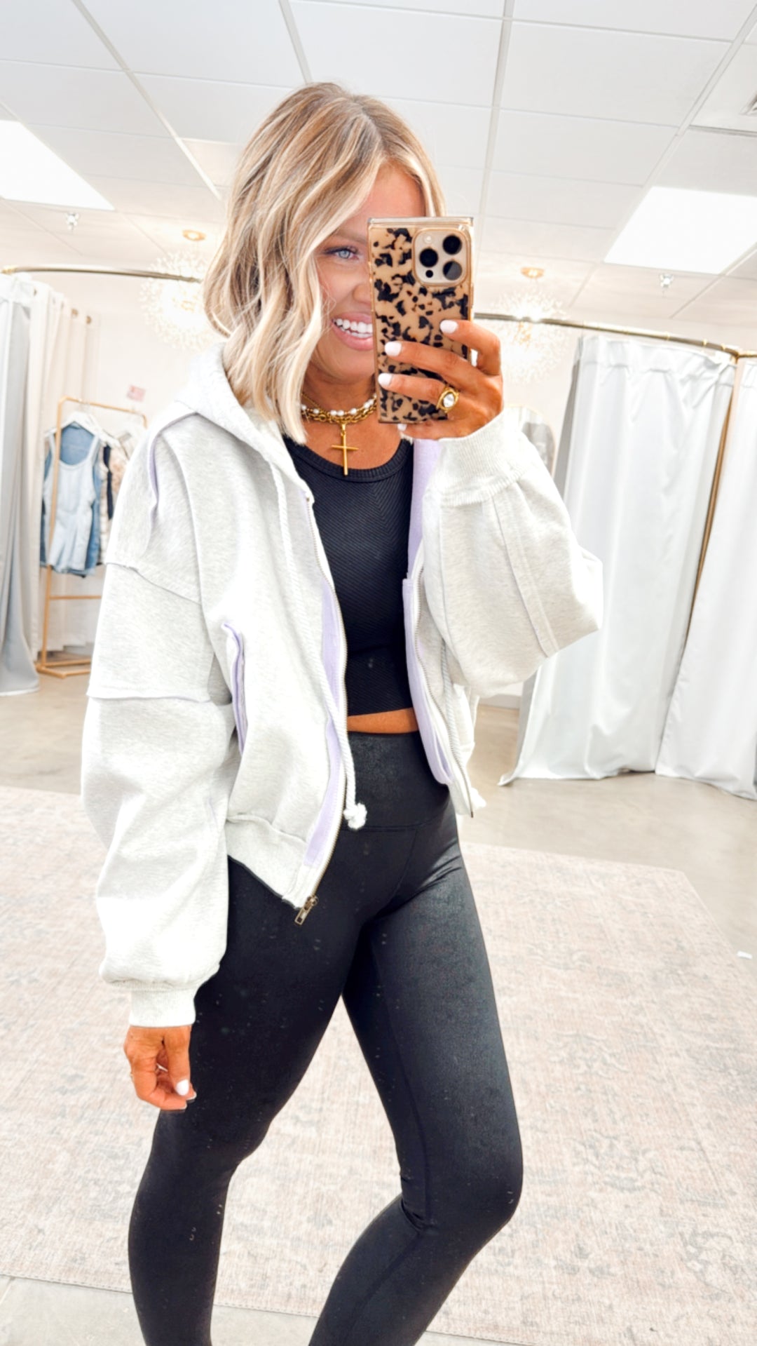 Lilac Seam Oversized Hoodie Jacket