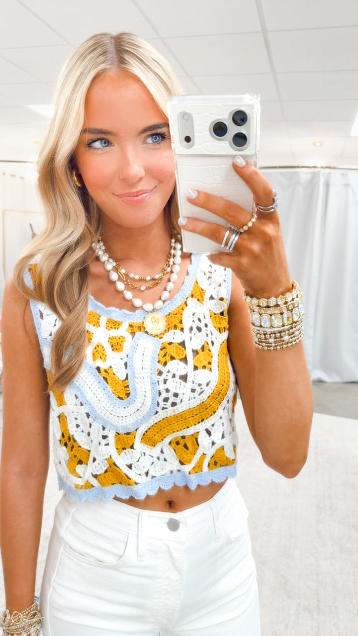 Retro Bloom Crochet Top