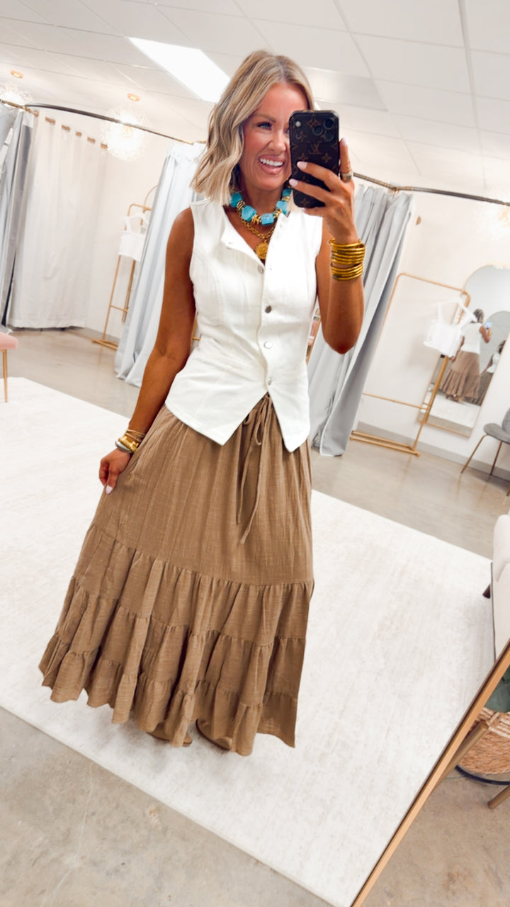 The Lace-Up Maxi Skirt-Rattan