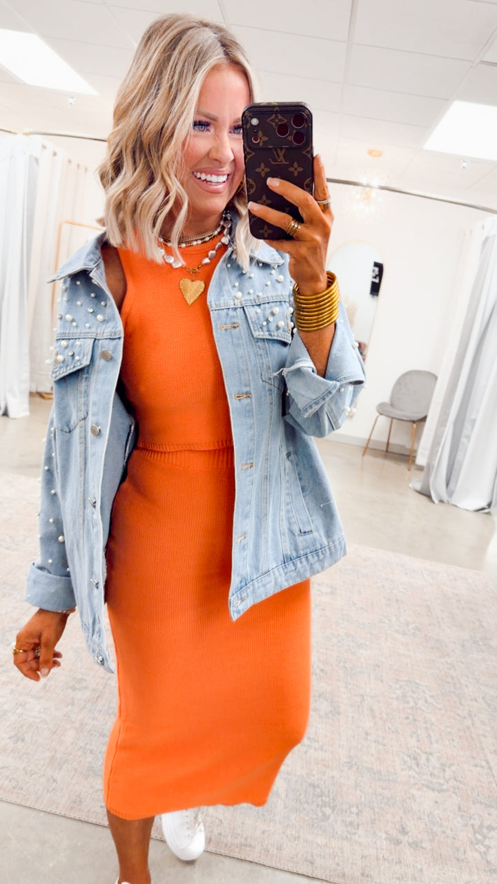 Pearl and Rhinestone Denim Jacket