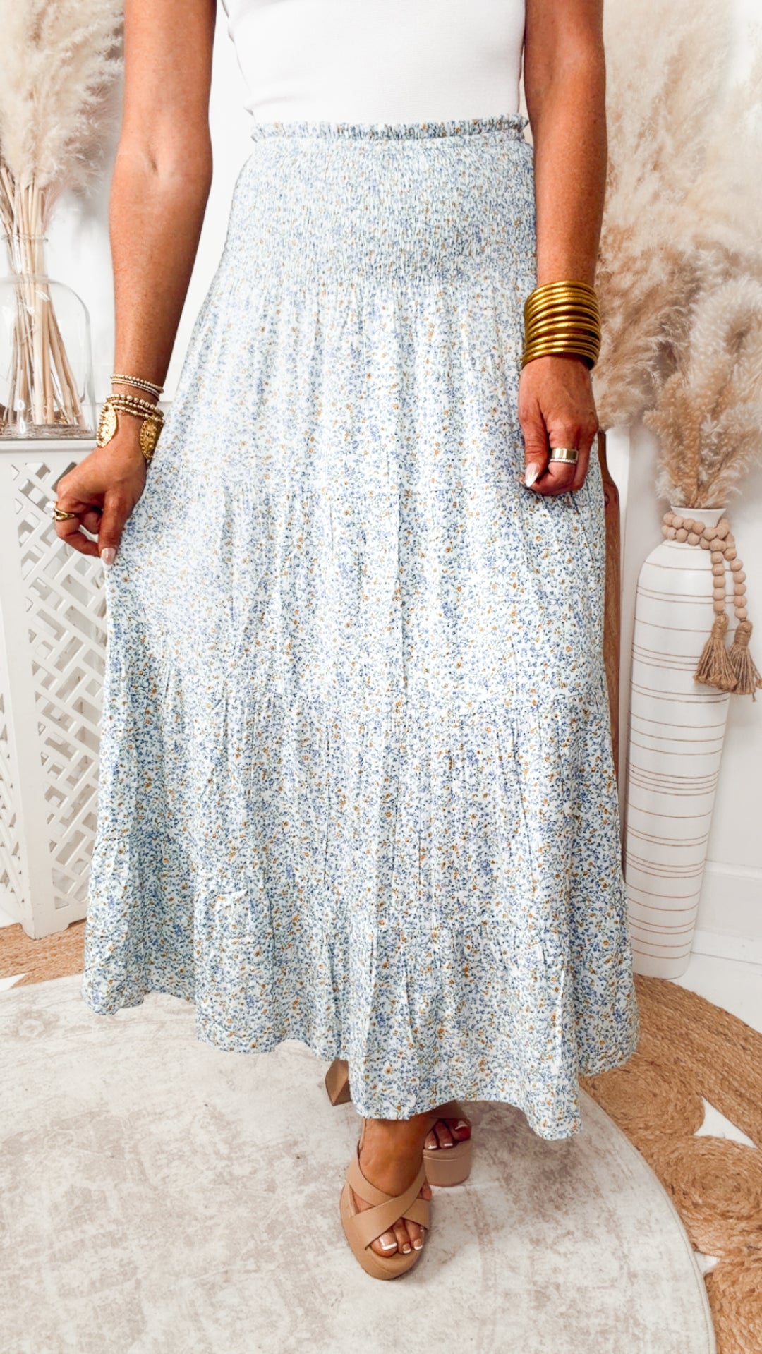 The Floral Charm Midi Skirt