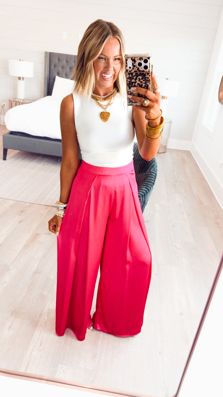 The Gia Satin Wide-Leg Pants