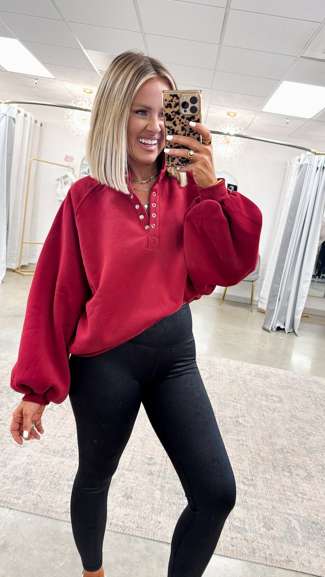 Piper Snap Button Collared Sweater-Wine