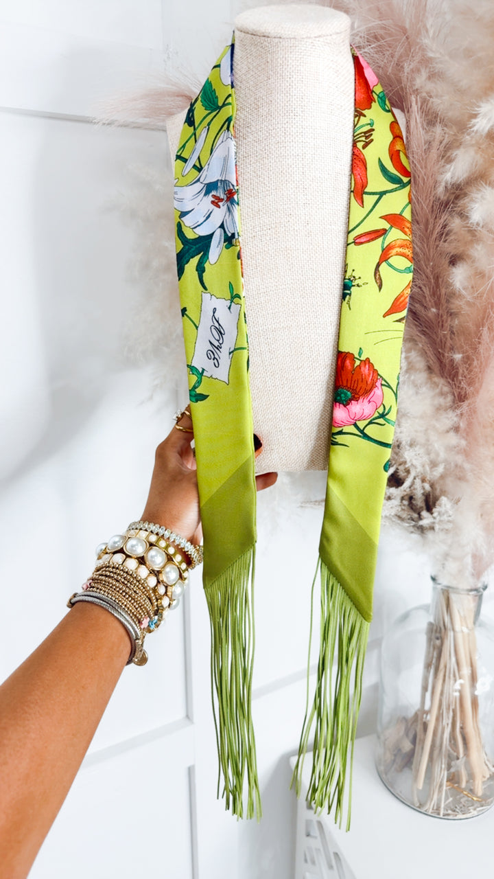 The Darling Frilly Scarf Necklace-Green