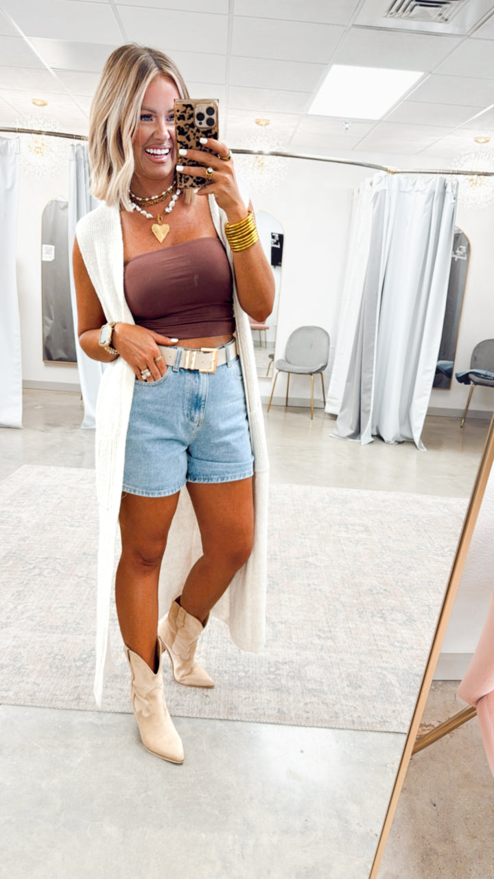 Long Sweater Vest Cardigan-Champagne