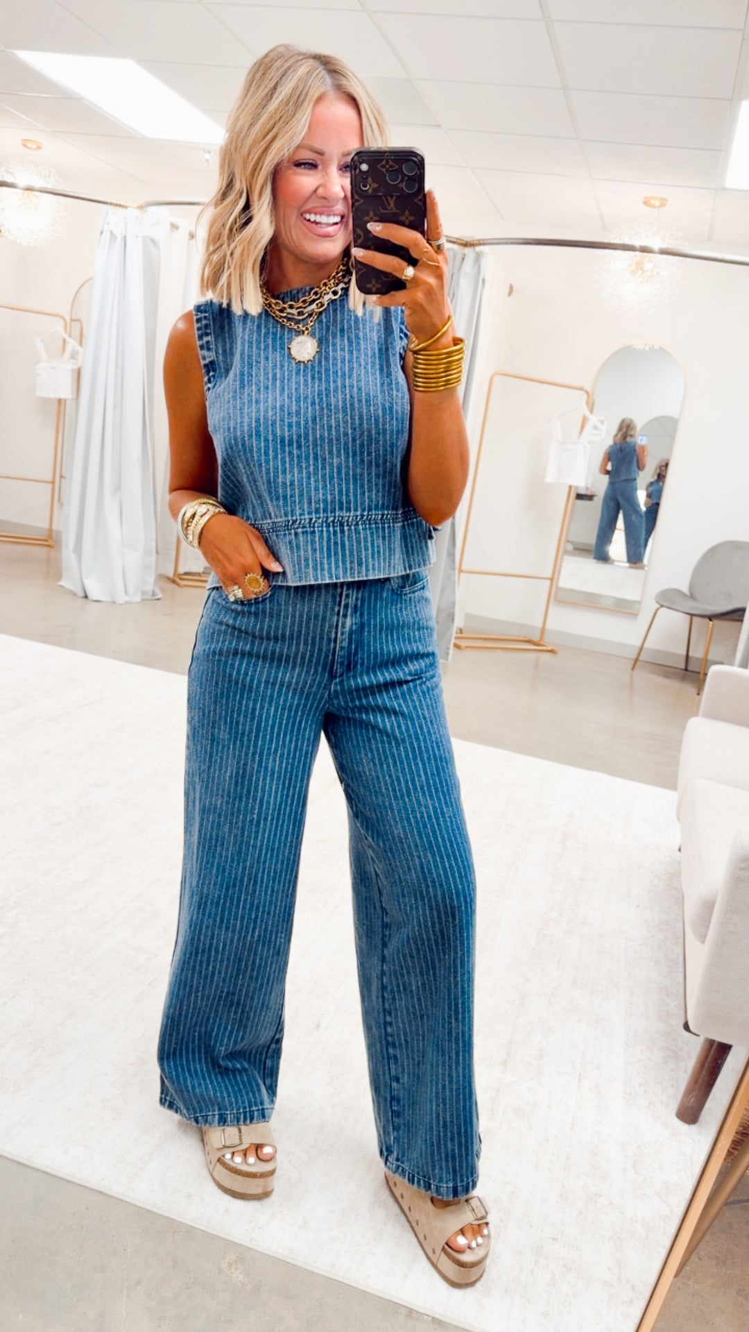 The Bayside Stripe Denim Set
