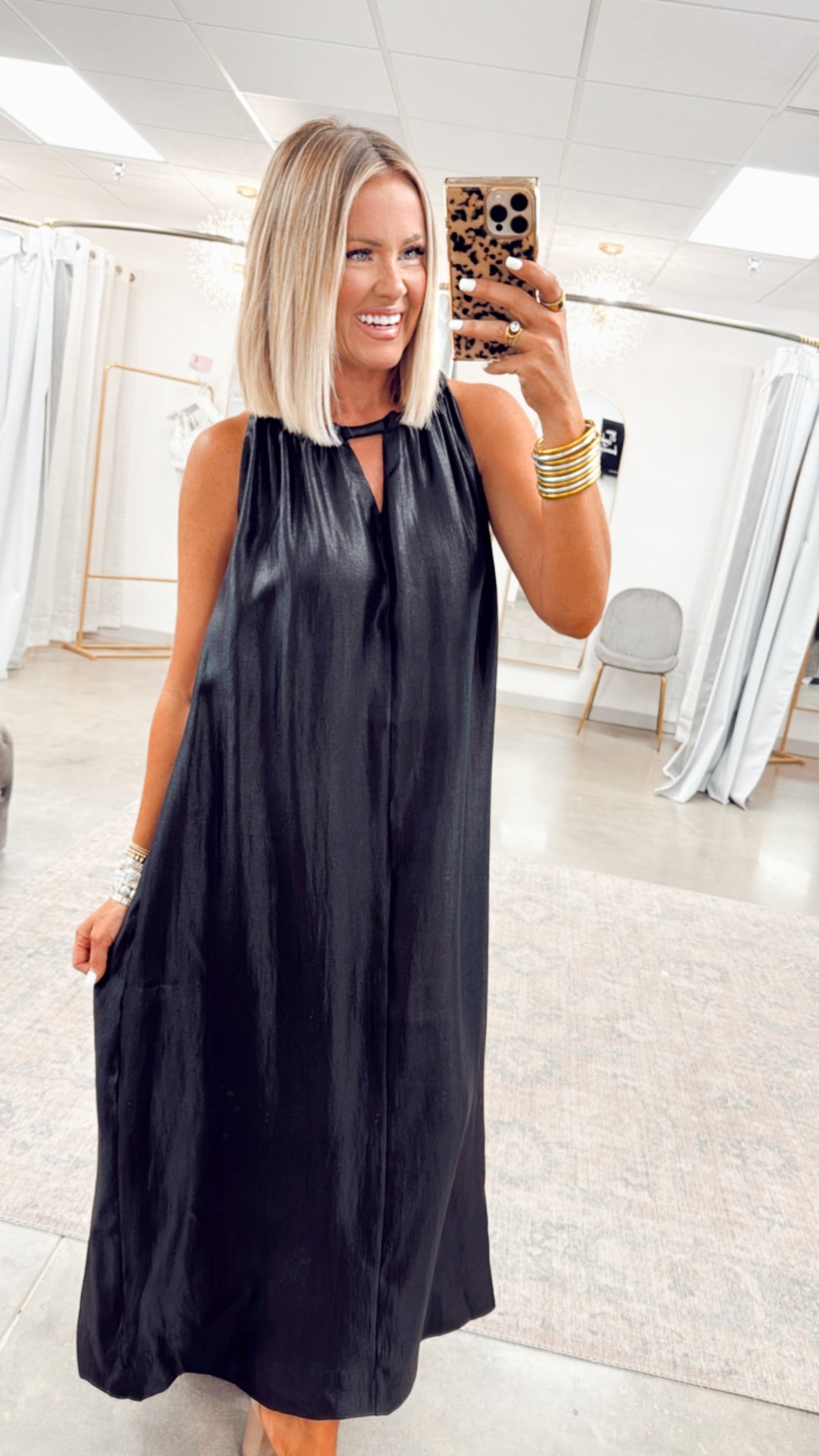 Halter Tie Back Dress-Black